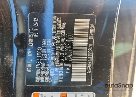 2013 Subaru Brz 2.0 Limited from USA, damaged, VIN JF1ZCAC12D2601760